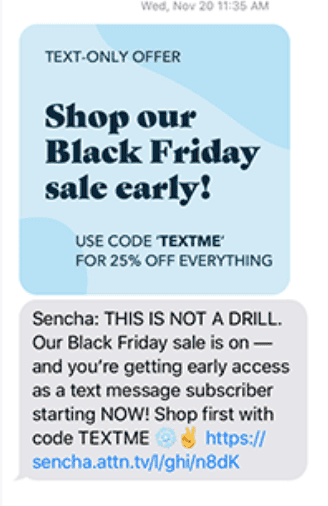 Text message urgency promotion